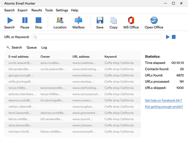 Graphic of Atomic Email Hunter dashboard