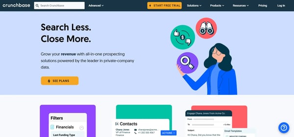 Screenshot of Crunchbase website.