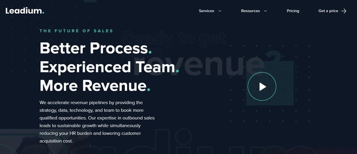 Screenshot of Leadium website