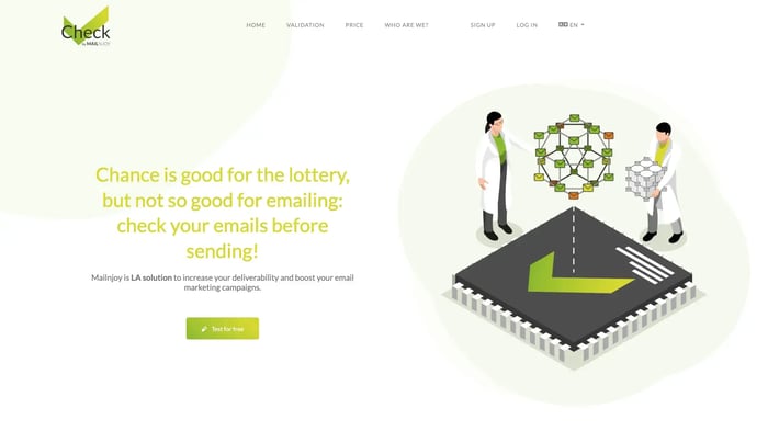 Screenshot of MailInJoy homepage