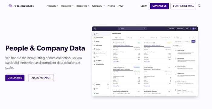 Screenshot of People Data Labs website homepage
