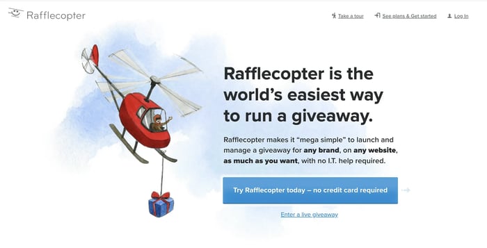 Screenshot of the Rafflecopter homepage