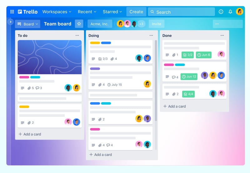 Product graphic of Trello board